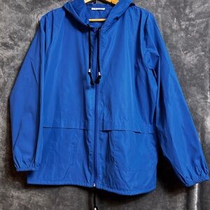 Vibrant Blue Hooded Windbreaker for Men